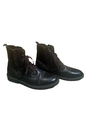 Kenneth Cole Unlisted Captain Combat Men Boot Sz 9 Brown Double Dual Zip Cap Toe